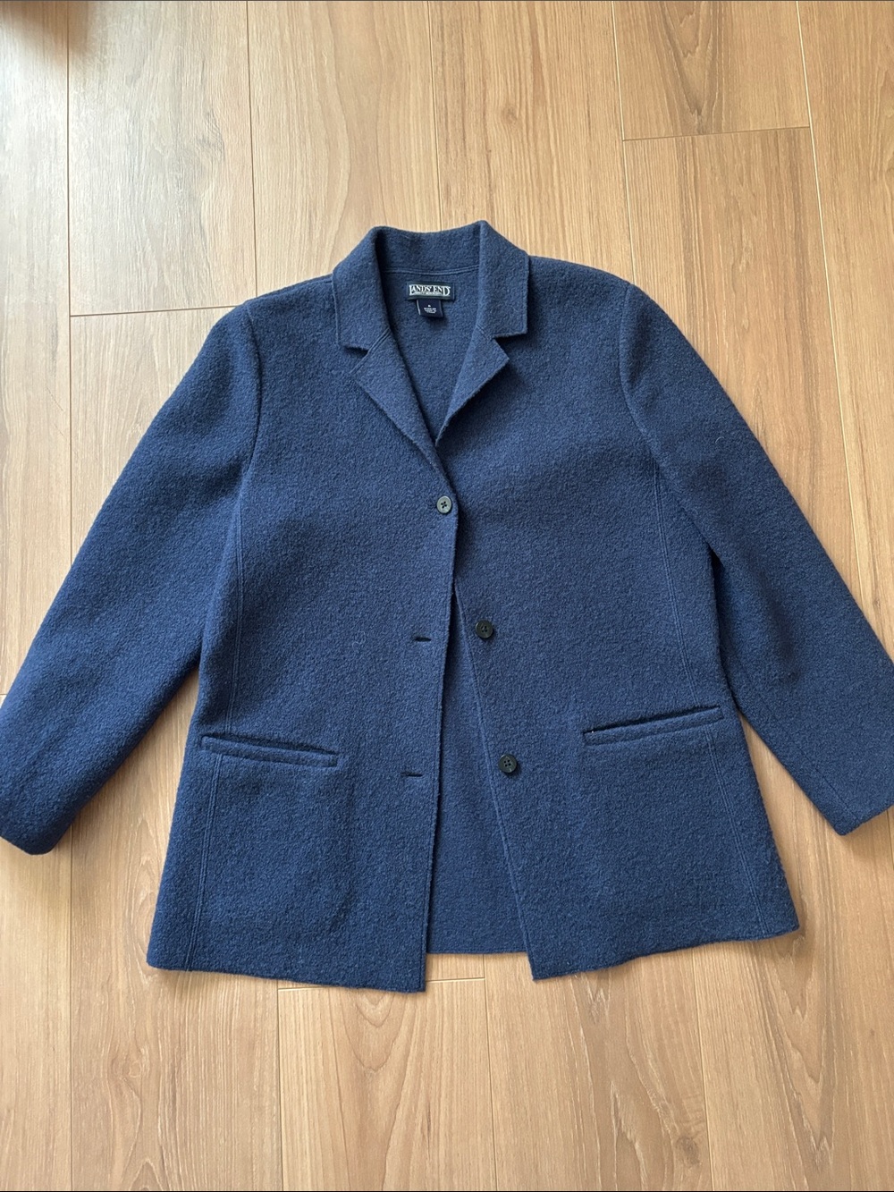 Lands' End 100% Wool Navy Wool sweater blazer